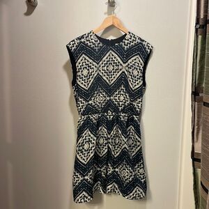 ALICE and Olivia fit and flare black and white dress